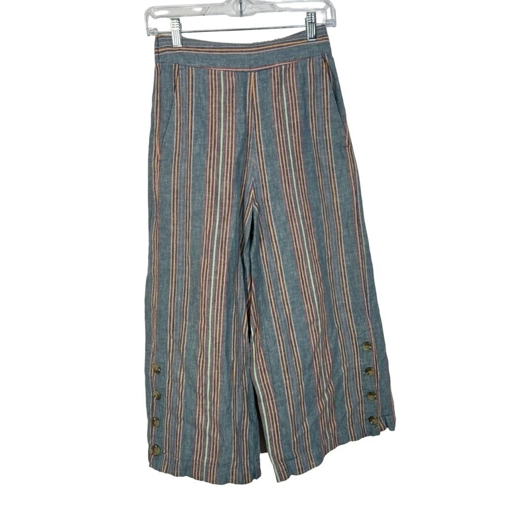 Madewell Boho Chic Huston Pull On Crop Wide Leg Rainbow Stripe Pants XS